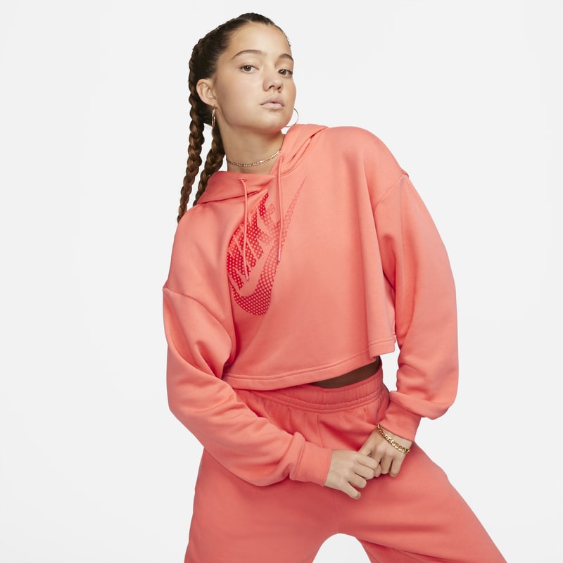 Nike Sportswear Women's Cropped Fleece Dance Hoodie - Orange