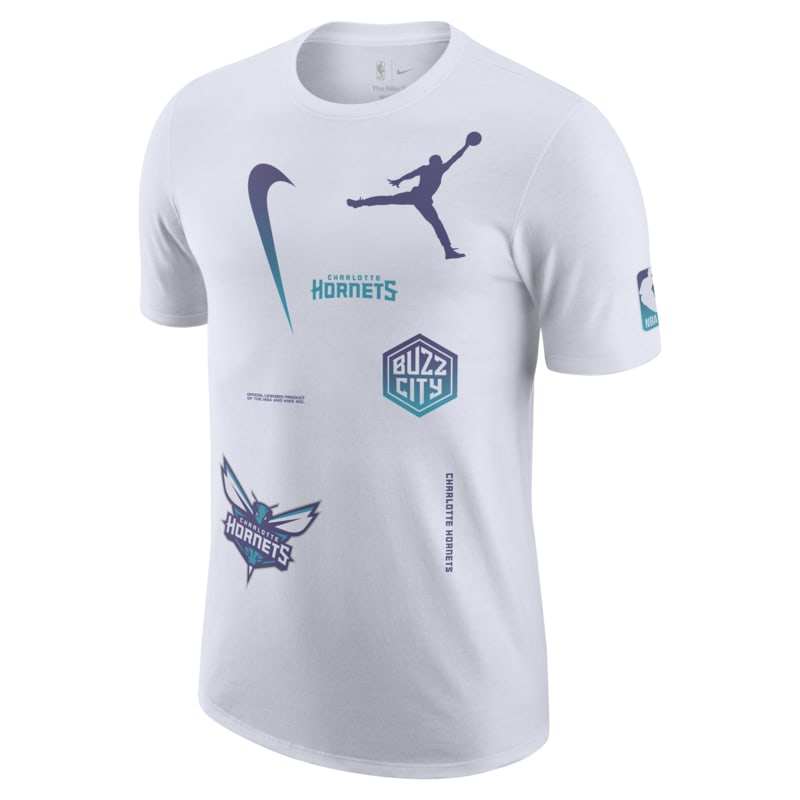 T-shirt męski Jordan Max90 NBA Charlotte Hornets Courtside Statement Edition - Biel