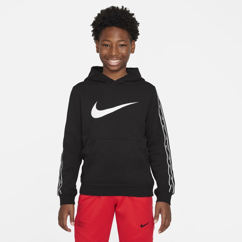 Fleecehuvtröja Nike Sportswear Repeat för ungdom (killar) - Svart