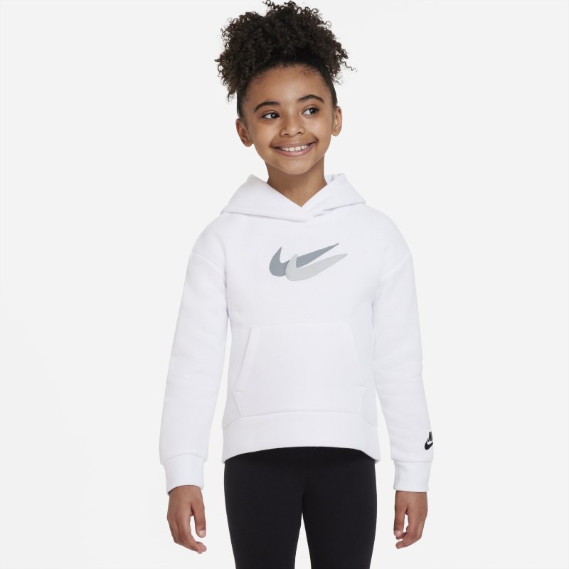 Image of Felpa pullover in fleece con cappuccio Nike – Bambini - Bianco