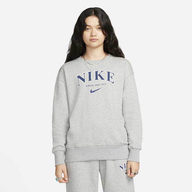 Nike Sportswear Phoenix Fleece ekstra stor sweatshirt med rund hals til dame - Grey