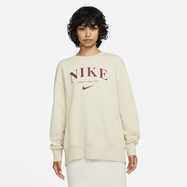 Nike Sportswear Phoenix Fleece ekstra stor sweatshirt med rund hals til dame - Brown