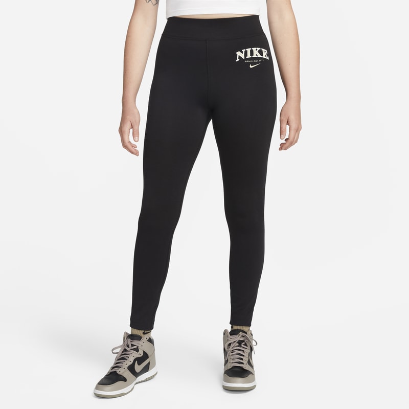 Damskie legginsy z wysokim stanem i logo Nike Sportswear - Czerń