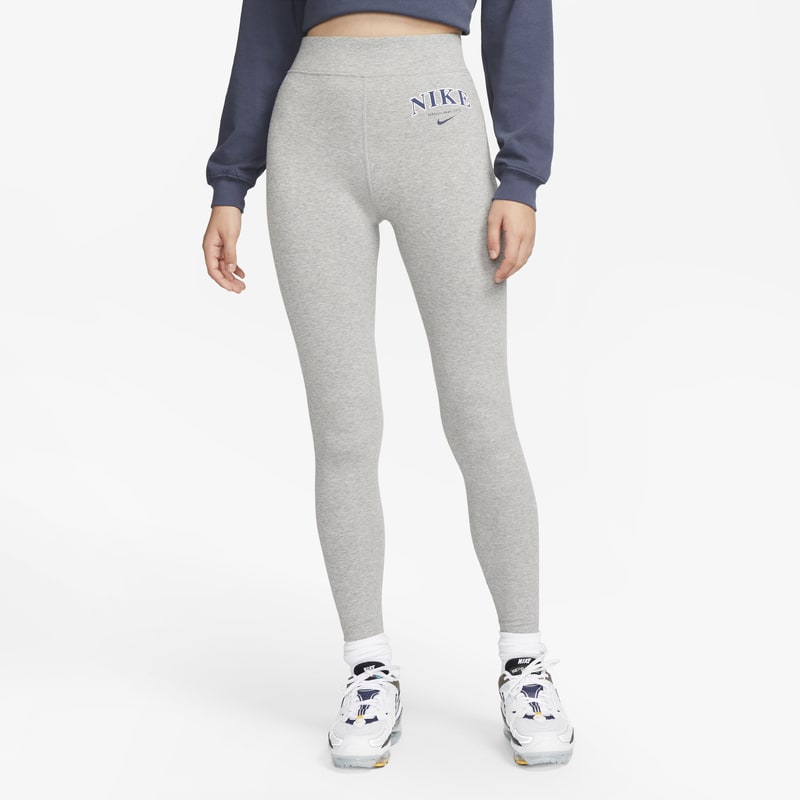 Damskie legginsy z wysokim stanem i logo Nike Sportswear - Szary