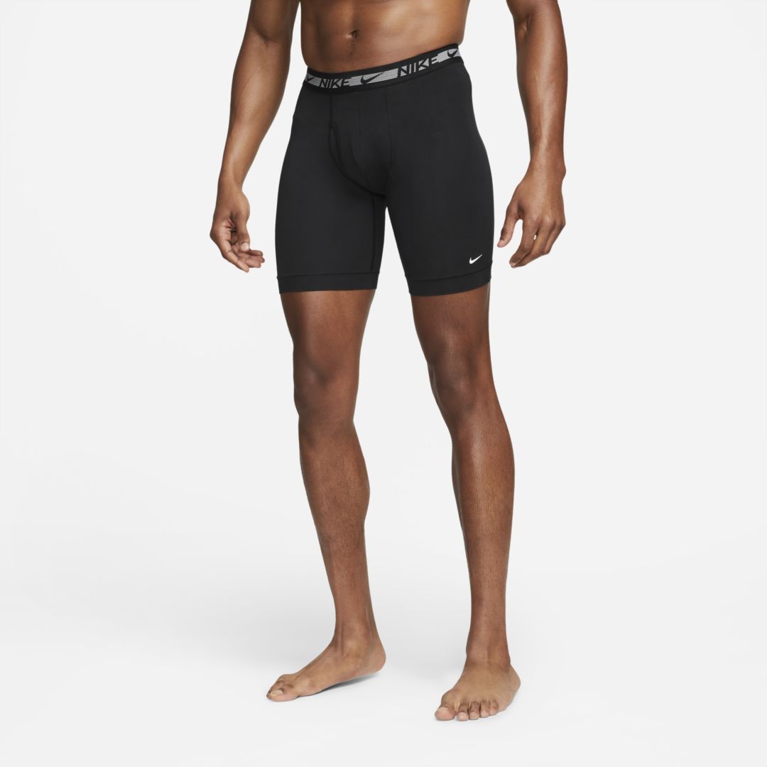 Nike Dri-fit Ultra Stretch Micro Men's Long Boxer Brief (3-pack) In Black