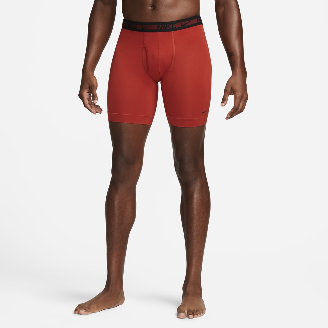 Nike Men's Dri-fit Ultra Stretch Micro Long Boxer Brief (3-pack) In Red