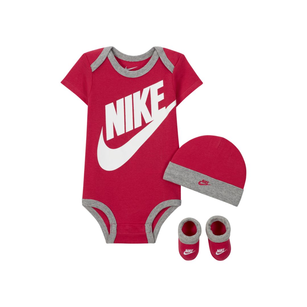 Nike Baby (0-6m) Bodysuit, Hat And Booties Box Set In Pink
