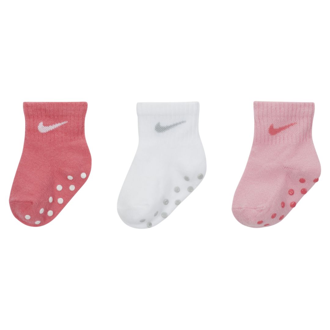 Nike Baby Gripper Ankle Socks (3 Pairs) In Multi-color