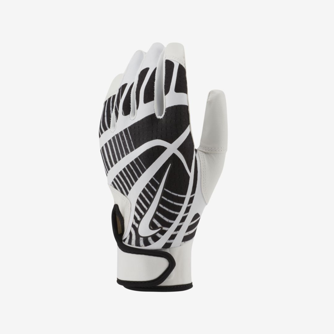 Nike Hyperdiamond Edge Softball Batting Gloves In Black,white,white