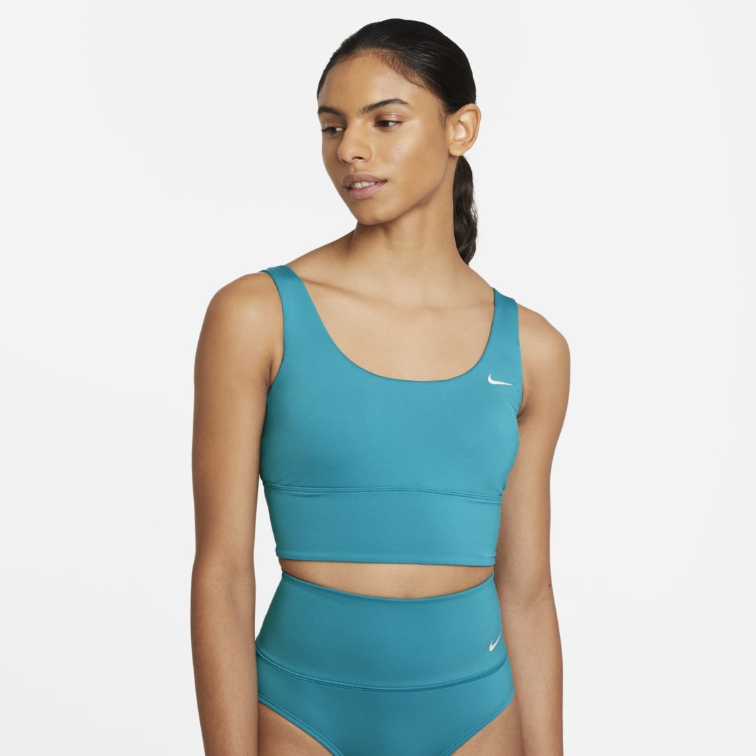 Nike Essential Women's Scoop Neck Midkini Swim Top In Aquamarine