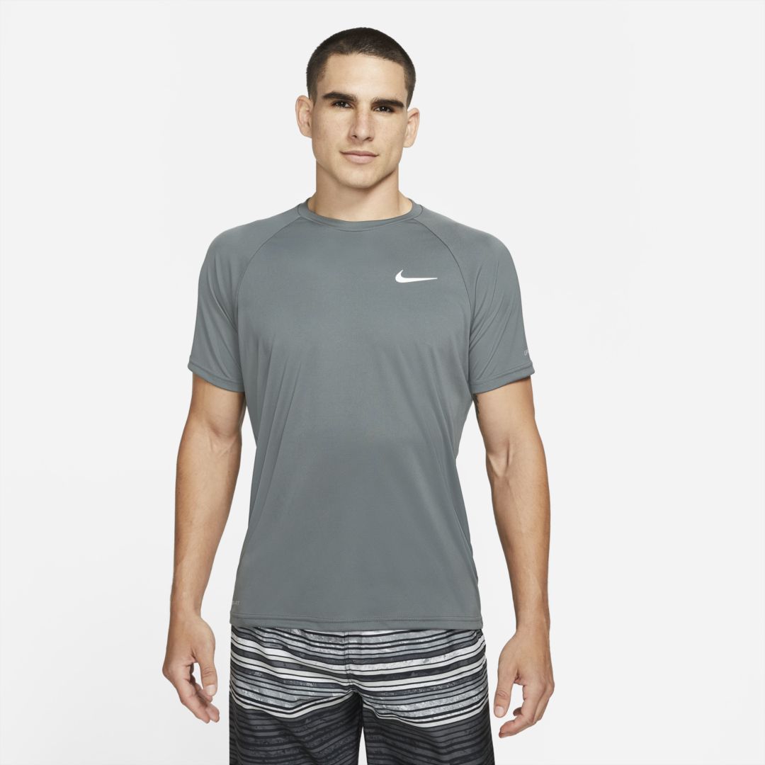 Nike Men's Essential Short-sleeve Hydroguard Swim Shirt In Grey