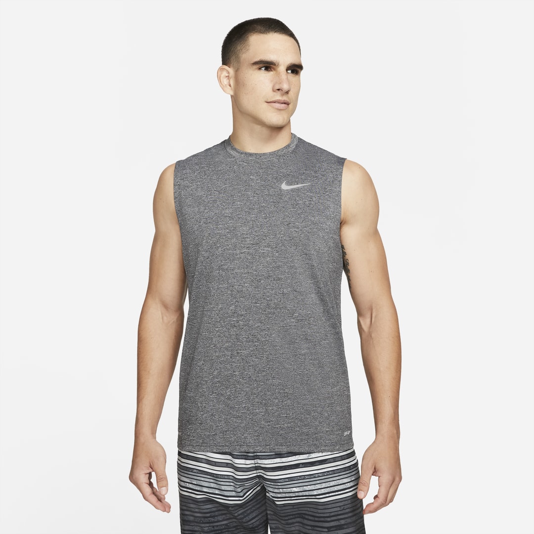 Nike Men's Heathered Sleeveless Hydroguard Swim Shirt In Black