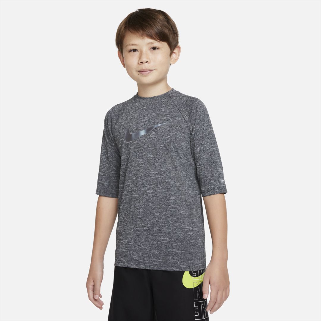 Nike Heather Big Kids' (boys') Half Sleeve Hydroguard In Black