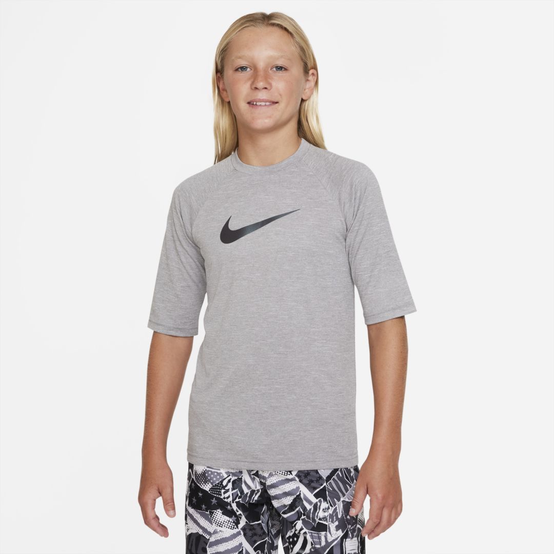 Nike Heather Big Kids' (boys') Half Sleeve Hydroguard In Grey