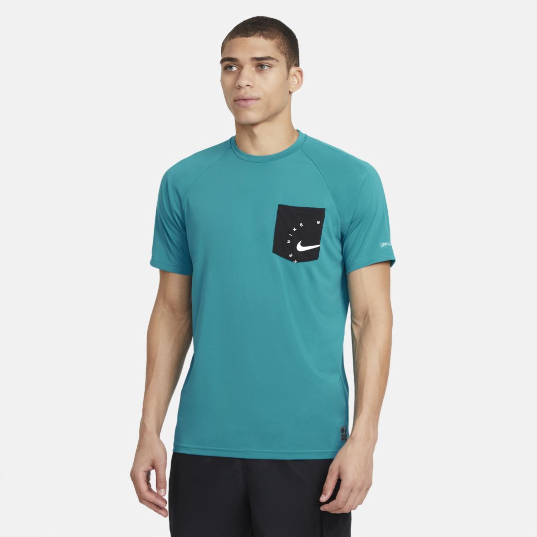 Nike Men's Short-sleeve Hydroguard Swim Shirt In Aquamarine
