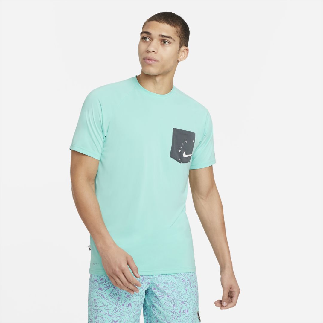 Nike Men's Short-sleeve Hydroguard Swim Shirt In Tropical Twist