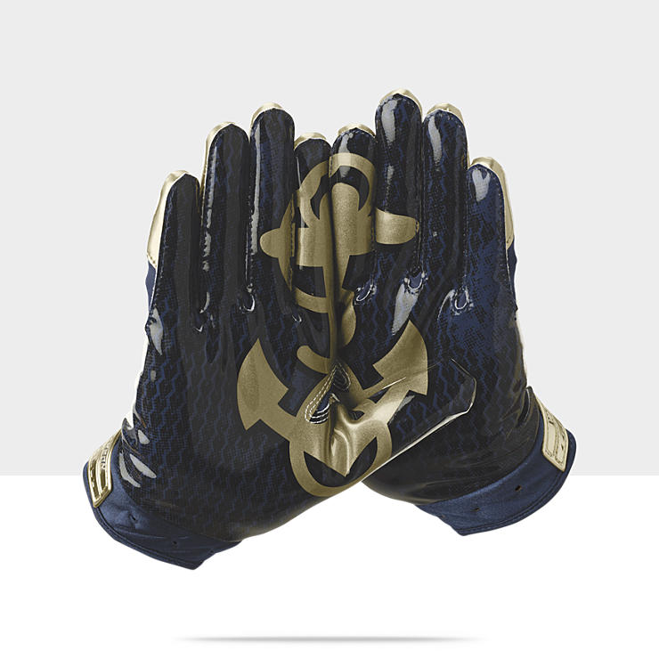 gold and black nike football gloves