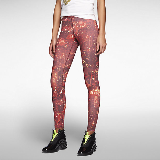 nike training colourblock legging in red