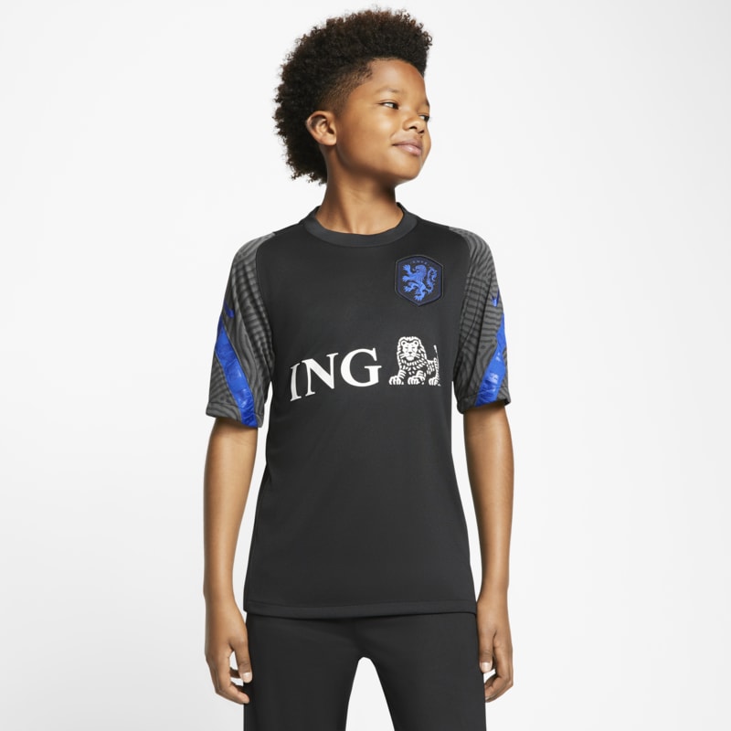 Camisola de futebol de manga curta Strike Países Baixos Júnior - Preto