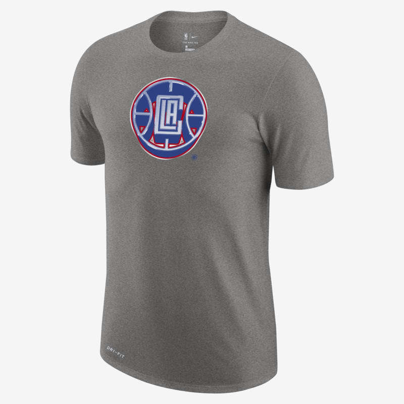 T-shirt NBA Nike Dri-FIT com logótipo LA Clippers Earned Edition para homem - Cinzento