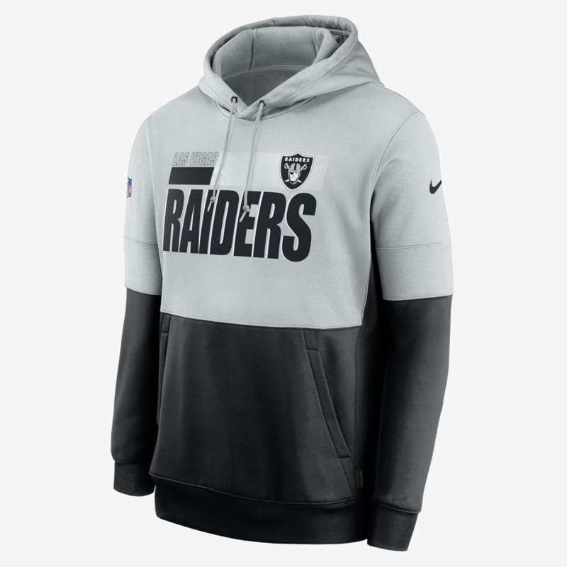 Hoodie pullover Nike Therma Team Name Lockup (NFL Las Vegas Raiders) para homem - Cinzento
