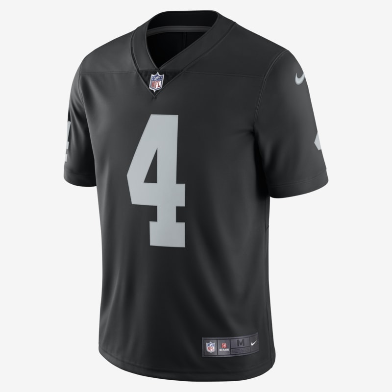 Camisola de futebol americano de edição limitada NFL Las Vegas Raiders Vapor Untouchable (Derek Carr) para homem - Preto