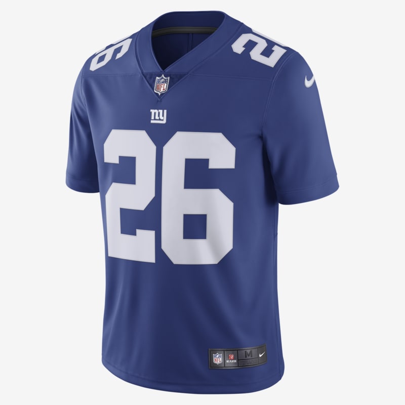 Camisola de futebol americano de edição limitada NFL New York Giants Vapor Untouchable (Saquon Barkley) para homem - Azul