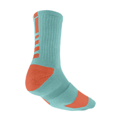 NIKE Men's Elite Basketball Crew Socks, Turquoise/Electro Orange - Med