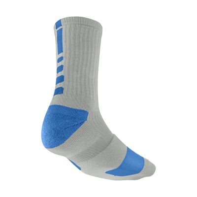 NIKE Men's Elite Basketball Crew Socks, Grey Heather/Photo Blue - Large