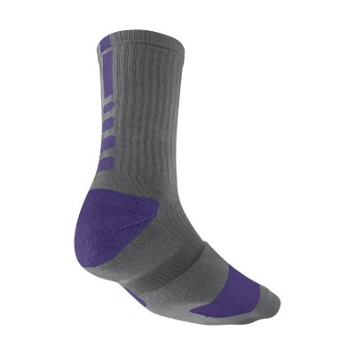 NIKE Men's Elite Basketball High Crew Socks, Charcoal Heather/Court Purple - XLRG