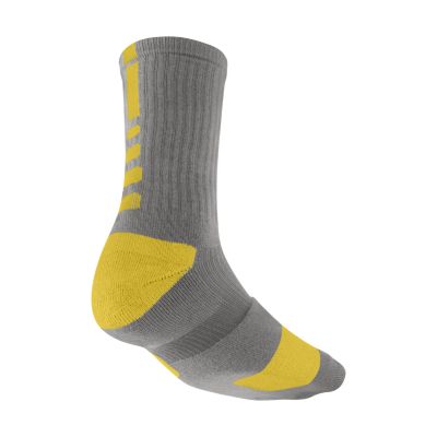 NIKE Men's Elite Basketball High Crew Socks, Sport Grey/Vivid Sulfur - XLRG