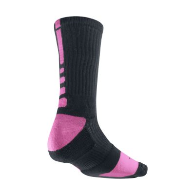 NIKE Women's Kay Yow Elite Cushioned Basketball Socks, Black/Pinkfire - Large