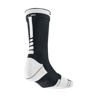 NIKE Elite 2 Layer Basketball Crew Socks, Black/White - Large
