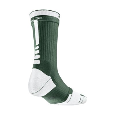 NIKE Elite 2 Layer Basketball Crew Socks, Green/White - Large