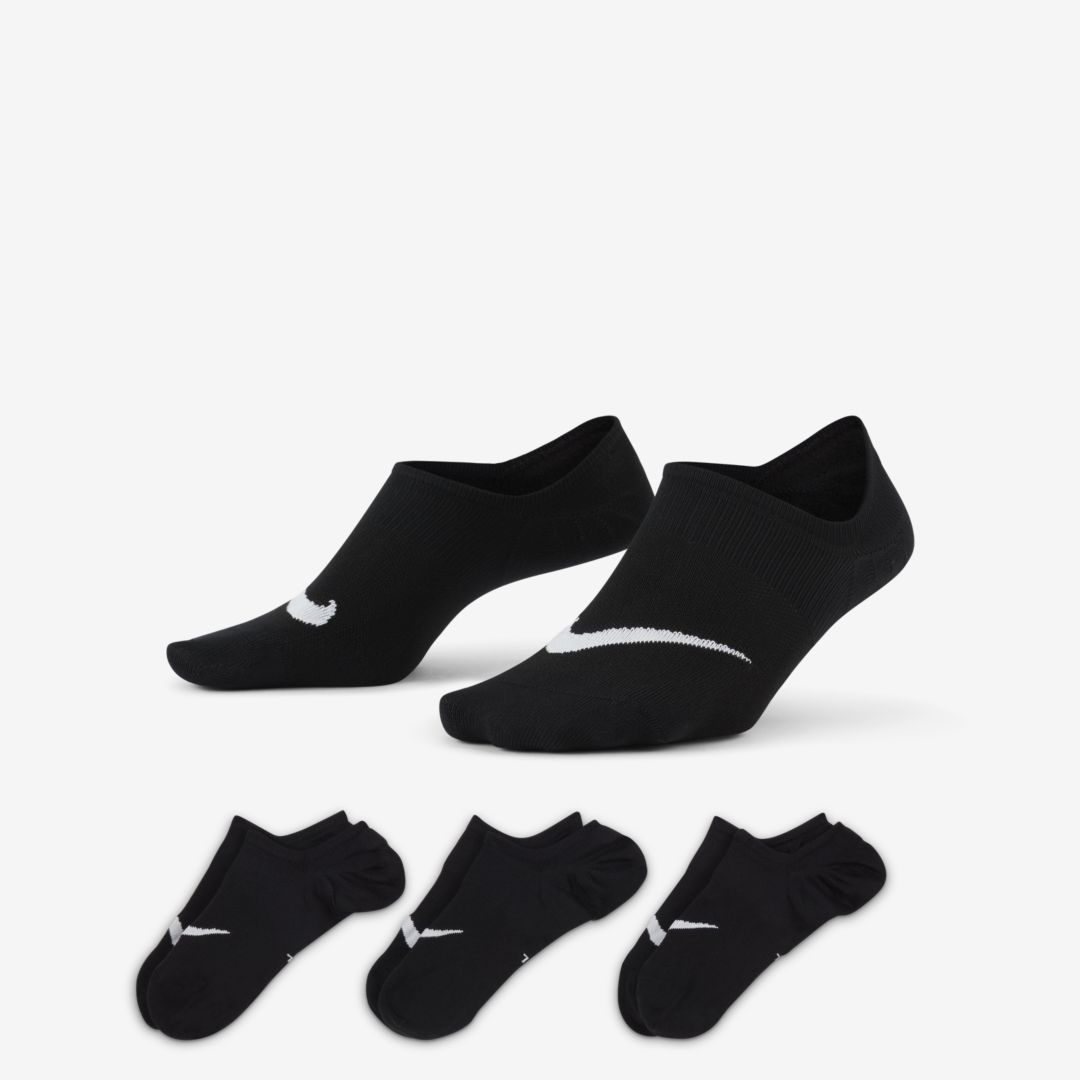 Nike Women's Everyday Plus Lightweight Training Footie Socks (3 Pairs) In Black