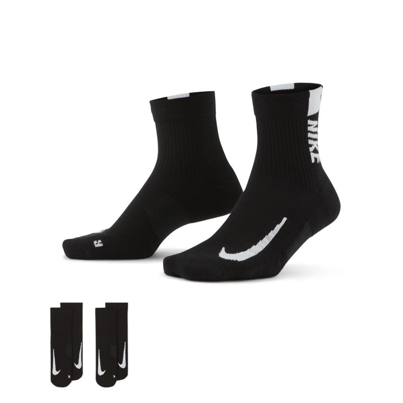 Nike Multiplier Running Ankle Socks (2 Pairs) - Black