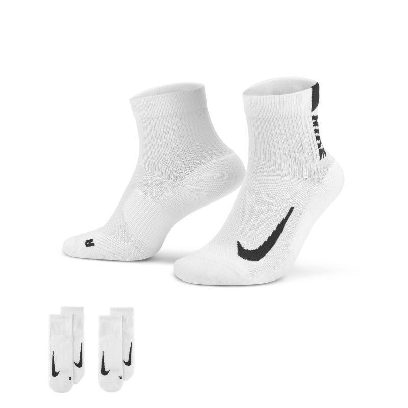 Nike Multiplier Calcetines hasta el tobillo de running (2 pares) - Blanco Nike