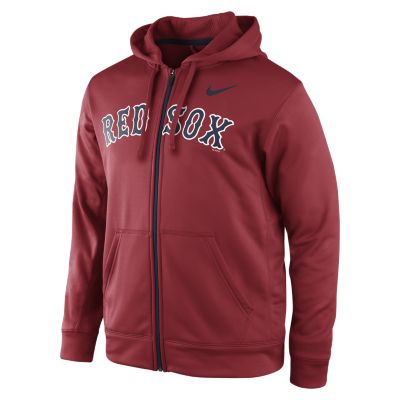 Nike KO Full Zip Wordmark 1.4 (MLB Red Sox) Mens Training Hoodie   Red