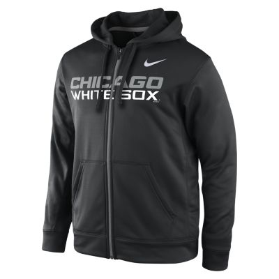 Nike KO Full Zip Wordmark 1.4 (MLB White Sox) Mens Training Hoodie   Black