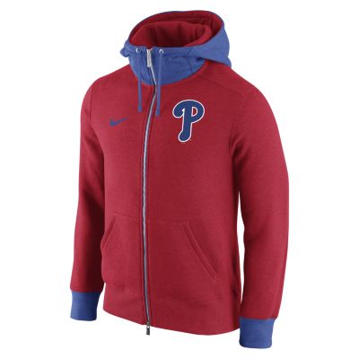 Nike Logo Blended Full Zip 1.4 (MLB Phillies) Mens Hoodie   RED