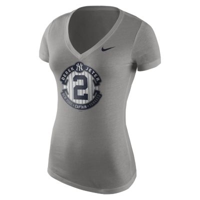 Nike Logo (MLB Yankees / Derek Jeter) Womens T Shirt   Black