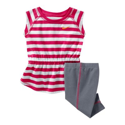 Nike Striped Infant Girls Tunic Set   Cool Grey