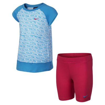 Nike Color Blocked Two Piece Preschool Girls Set   Photo Blue