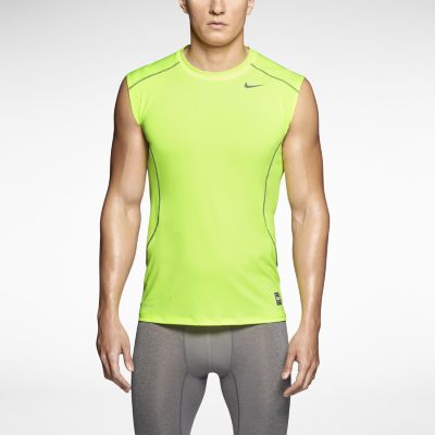 Nike Pro Combat Core Fitted Mens Shirt   Volt