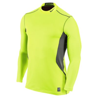 Nike Pro Combat Hyperwarm Fitted Dri FIT Max Shield Mens Mock   Volt