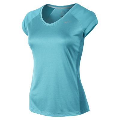 Nike Miler V Neck Womens Running Shirt   Gamma Blue