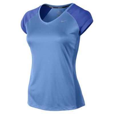 Nike Miler V Neck Womens Running Shirt   University Blue