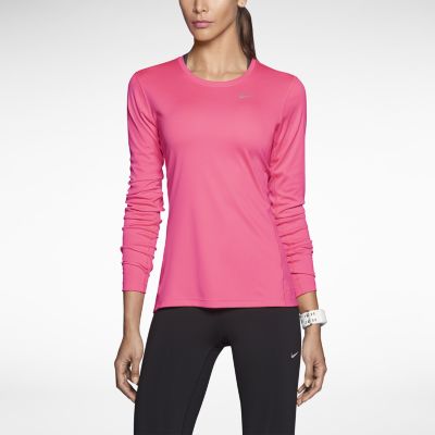 Nike Miler Long Sleeve Womens Running Shirt   Dynamic Pink