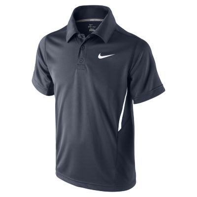 Nike Dri FIT UV Border Boys Tennis Polo   Obsidian