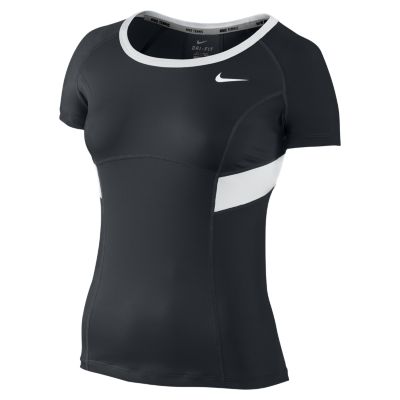 Nike New Border Womens Tennis T Shirt   Black